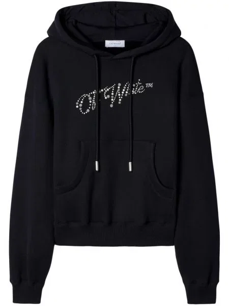 Hanorac cu glugă Off-white cu autograf alb