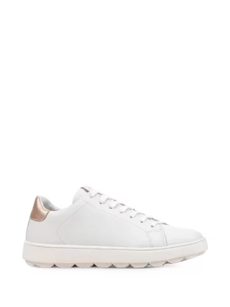 Sneakerși Geox cu șireturi din dantelă alb