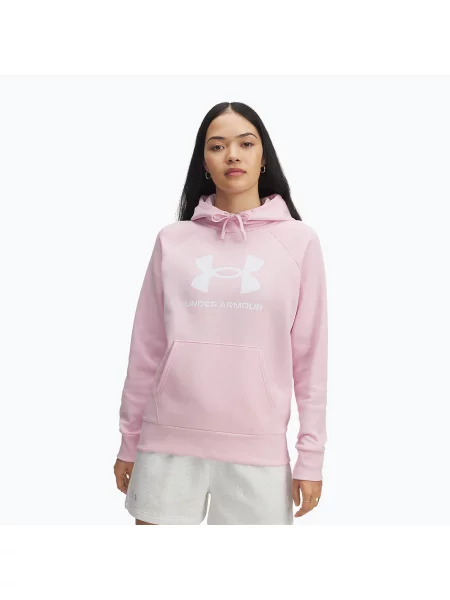 Hanorac pentru femei Under Armour Rival Fleece Big Logo Hoody prime pink/white alb