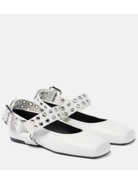 Balerini Alaïa din piele alb
