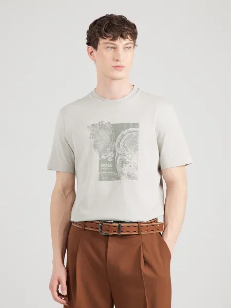 BOSS Tricou Te_Imprint deschis gri