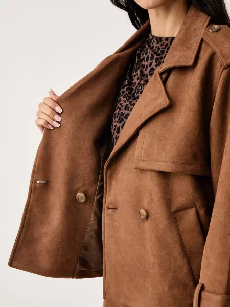 DKNY női műbőr kabát barna