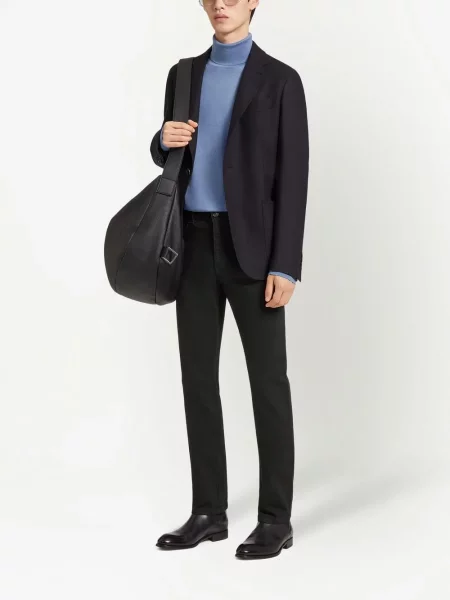 Vilnonis vienakrūtis švarkas Zegna juoda