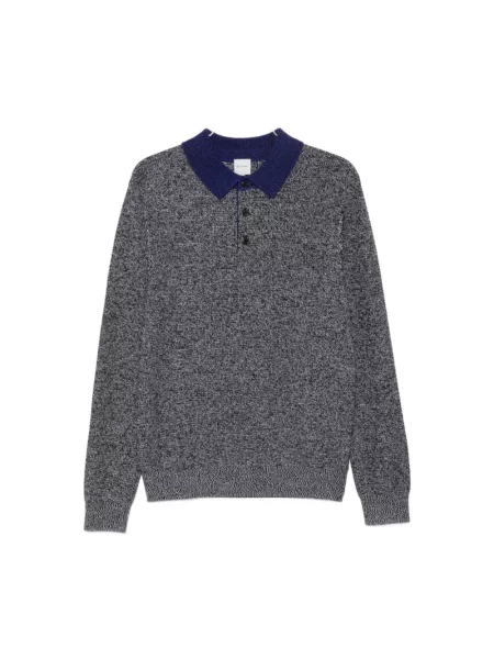 Koszulka polo Paul Smith wełniana z długim rękawem czarna