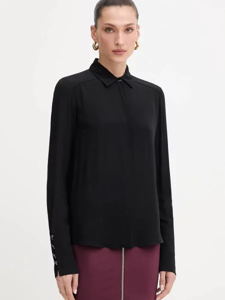 Patrizia Pepe koszula regular z kołnierzykiem klasycznym czarny