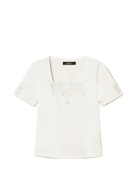 Tricou Twinset din dantelă alb