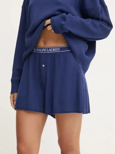 Късо долнище на пижама Polo Ralph Lauren дамско тъмносиньо