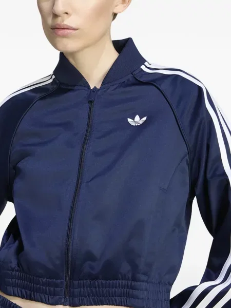 Decupat pantaloni scurți Adidas cu dungi cu autograf albastru