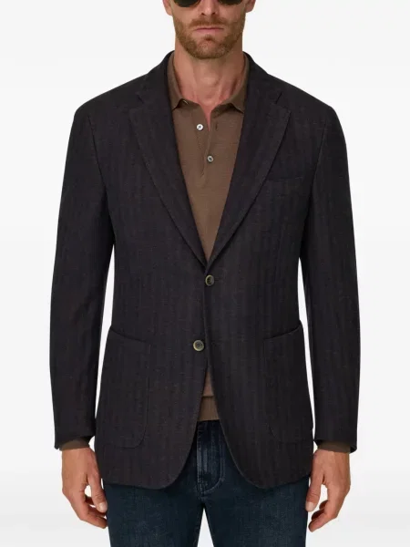 Sacou Boggi Milano de lână cu model herringbone maro