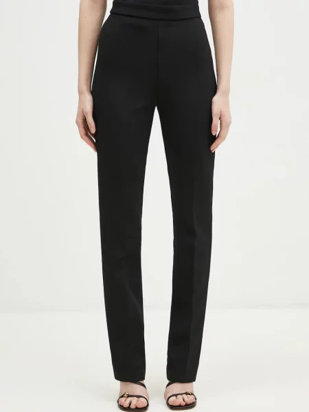 Sportmax pantaloni din lana drept high waist negru