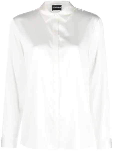 Cămașă Emporio Armani din satin alb