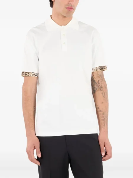 Polo Roberto Cavalli cu imagine cu model leopard alb