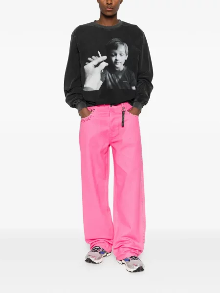 Lung tricou Dagger cu imagine negru