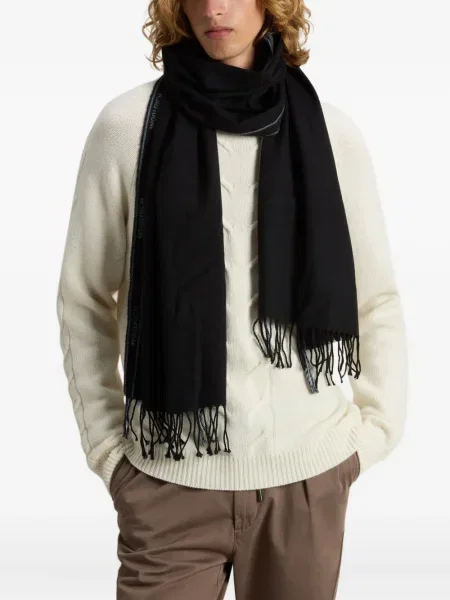 Fular Woolrich cu franjuri negru