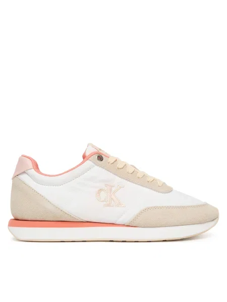 Calvin Klein Sneakersy Retro Runner Lace Up biela