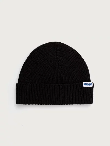 HUGO Blue beanie pentru bărbați cu lână negru