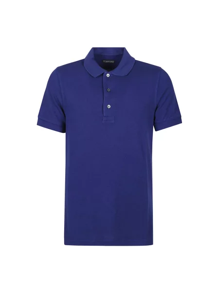 Koszulka polo Tom Ford z krótkim rękawem niebieska
