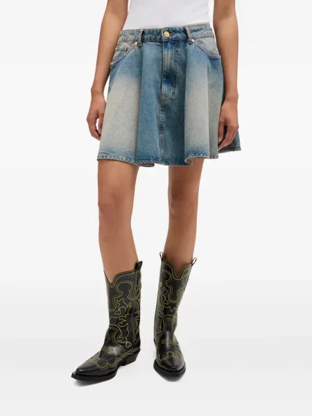Fustă din denim Ganni albastru