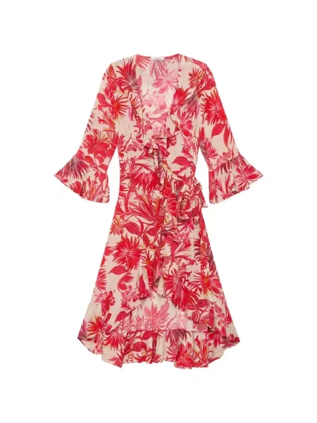 Rochie midi Maliparmi cu model floral roșu