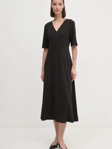 Dkny sukienka midi rozkloszowana czarny