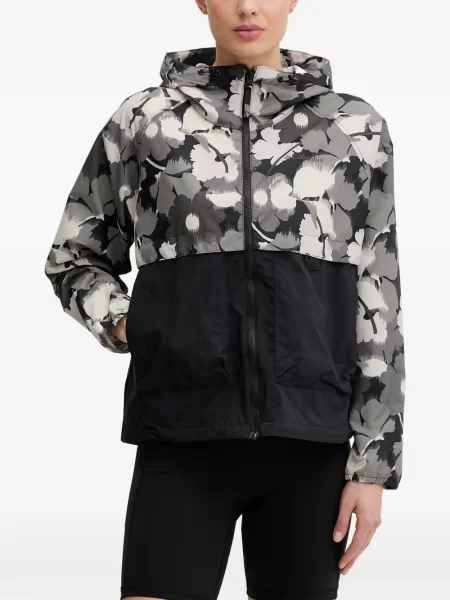 Geacă Columbia cu model floral cu glugă cu imagine negru
