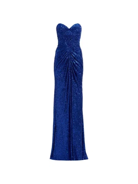 Rochie maxi Elie Saab cu paiete drapată albastru