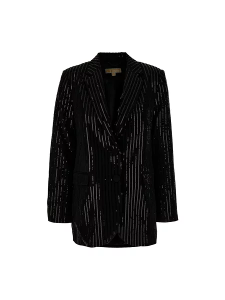 Prążkowany marynarka Michael Kors wełniana czarna