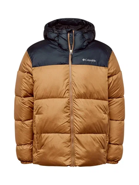 Geacă cu puf Columbia cu glugă maro