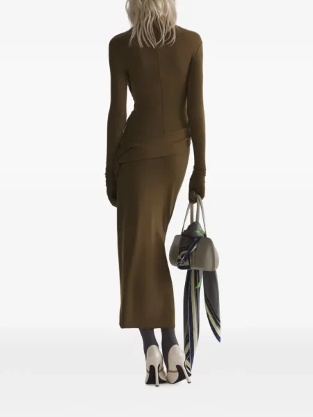Drapírozott midi ruha Mugler barna