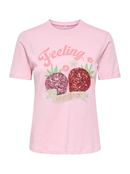 ONLY Tricou ONLKITA verde deschis / roz / roz deschis / carmin roșu