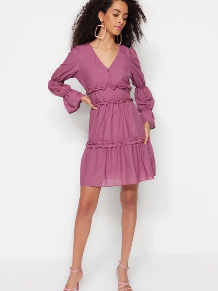 Mini obleka Trendyol roza