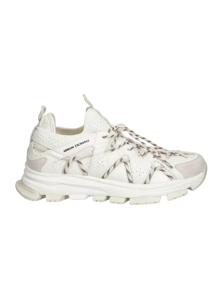 Sneakersy Armani Exchange sznurowane skórzane beżowe