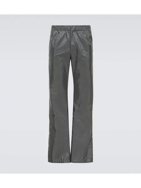 Hlače z ravnimi hlačnicami Prada siva