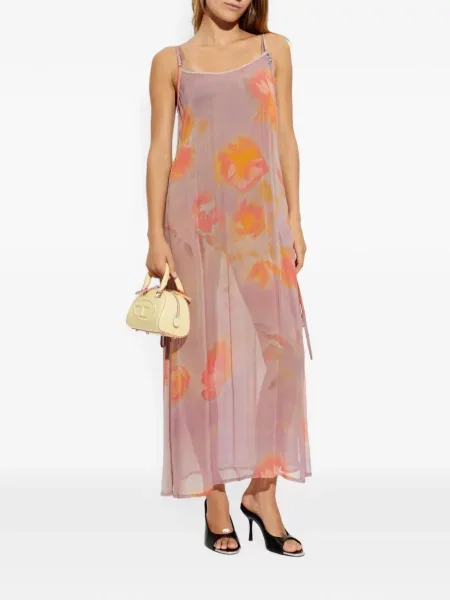 Rochie midi Diesel cu model floral cu imagine roz