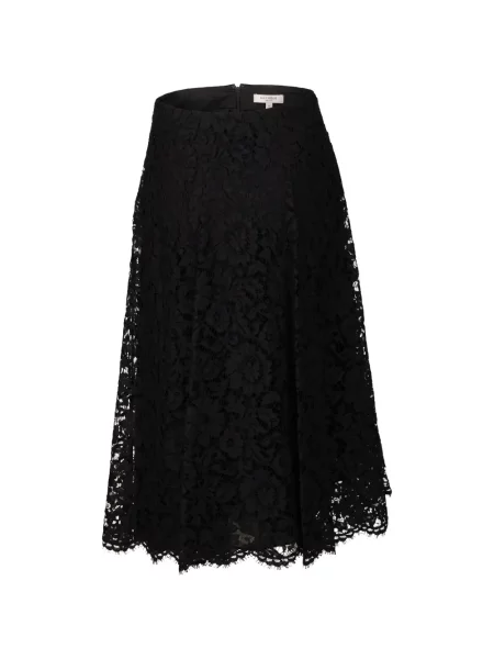 Fustă midi Valentino Garavani cu model floral din dantelă negru