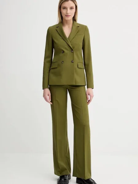 Вовняний піджак PS Paul Smith двобортний однотонний зелений