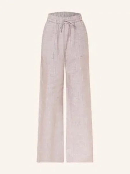 Mm By Max Mara Lněné Kalhoty Fauna hnědá bílá