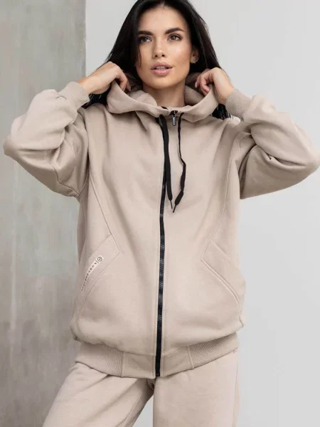 Теплая женская толстовка с начесом бежева