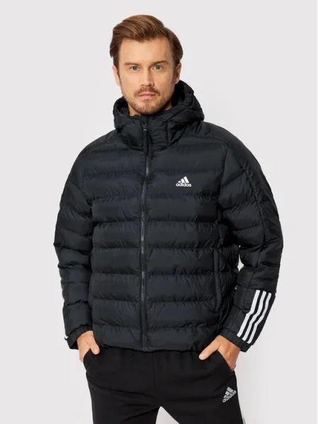 Geacă cu puf Adidas Performance cu dungi negru
