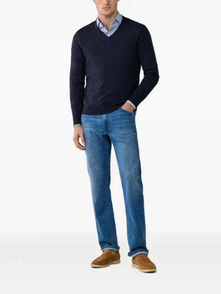 Pulover Hackett London cu decolteu în V albastru