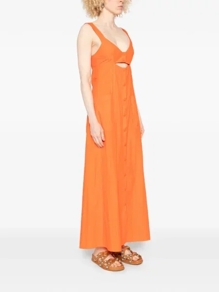 Sukienka maxi Patrizia Pepe z dekoltem w serek pomarańczowa