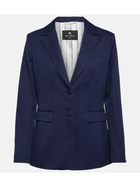 Sacou Etro cu model paisley din jacard albastru