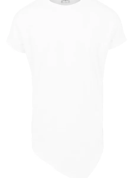 Lung tricou Urban Classics asimetric alb