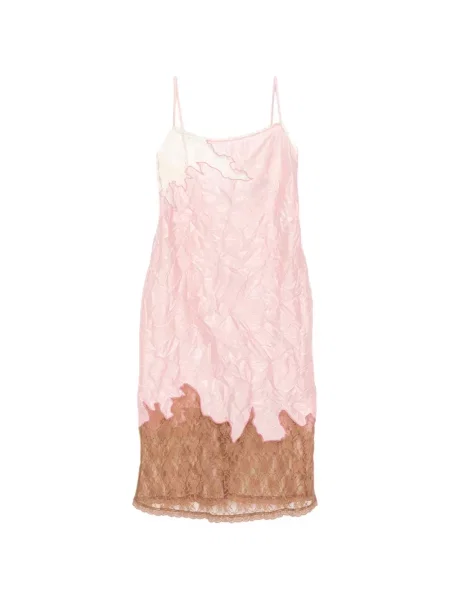 Миди рокля Andersson Bell бродирана с дантела до коляното розово