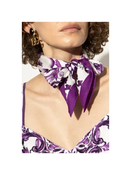Chusta Dolce And Gabbana z nadrukiem fioletowa