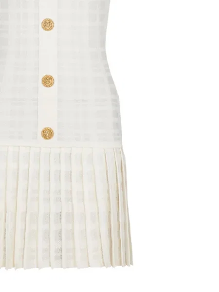 Rochie Balmain plisată de costum alb
