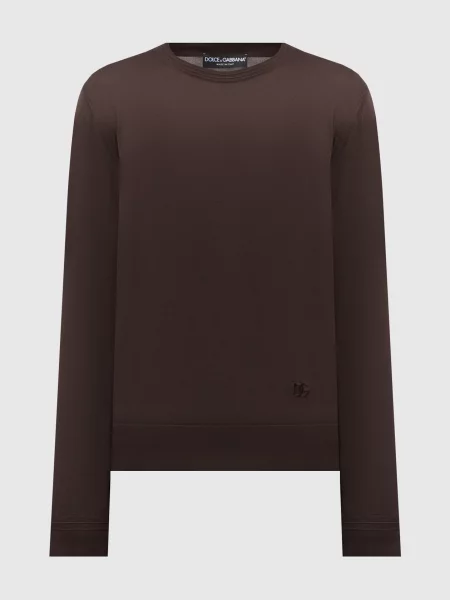 Шелковый свитер Dolce&gabbana с вышивкой коричневый