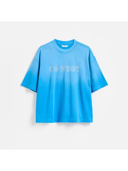 Reserved Tričko boxy tie dye světle modrá