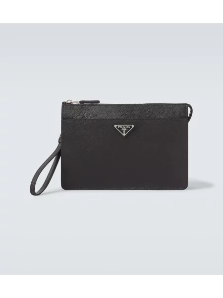 Usnjena denarnica Prada črna