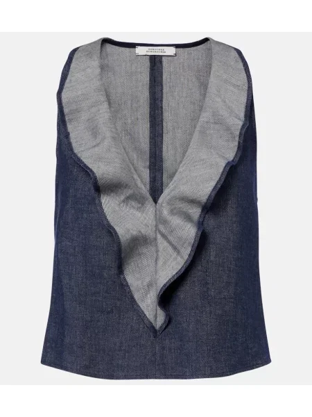 Decupat top Dorothee Schumacher cu volane albastru